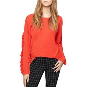 Sanctuary Leona Orange Ruffle Long Sleeve Sweater